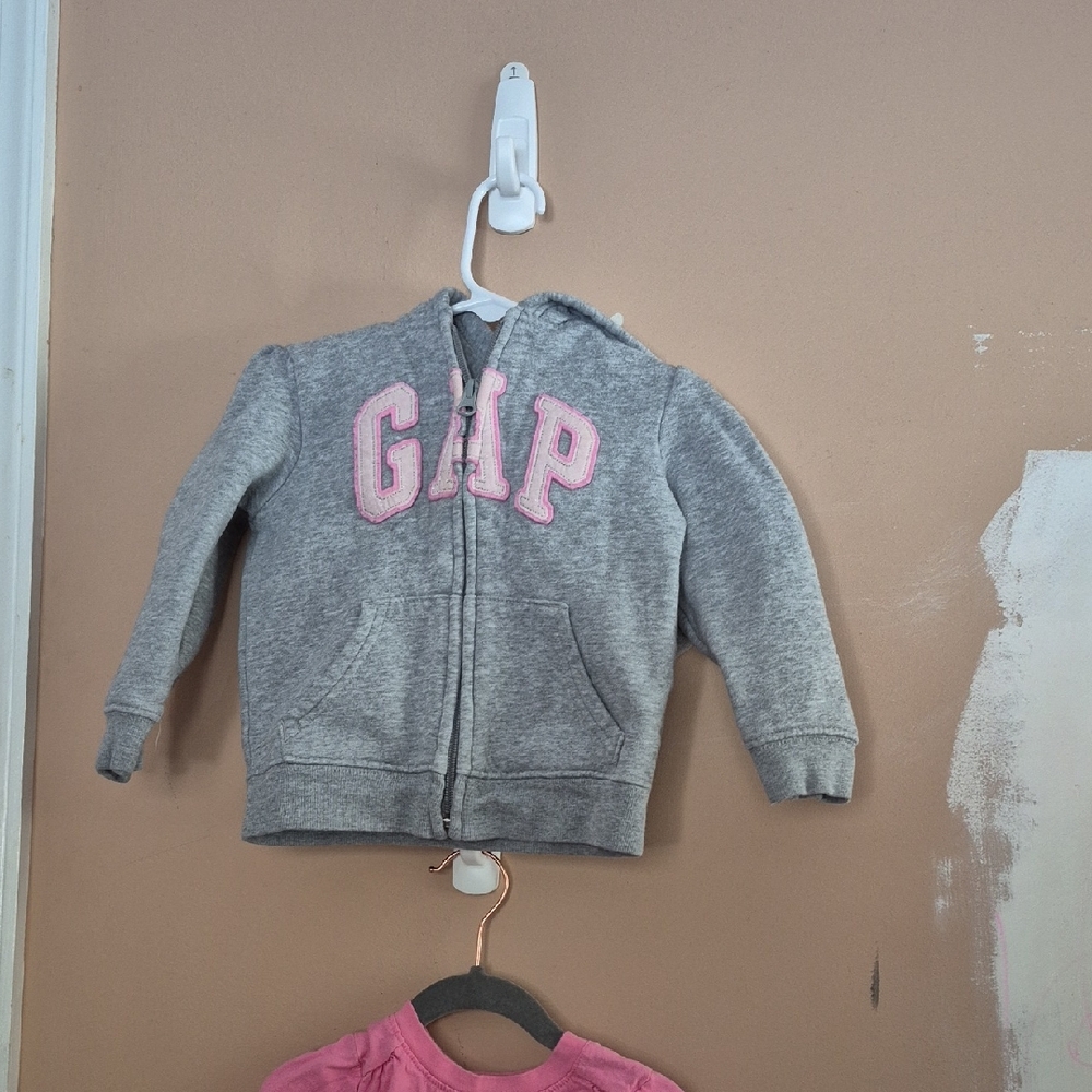 GAP Kids Gray Hoodie with Pink Lettering